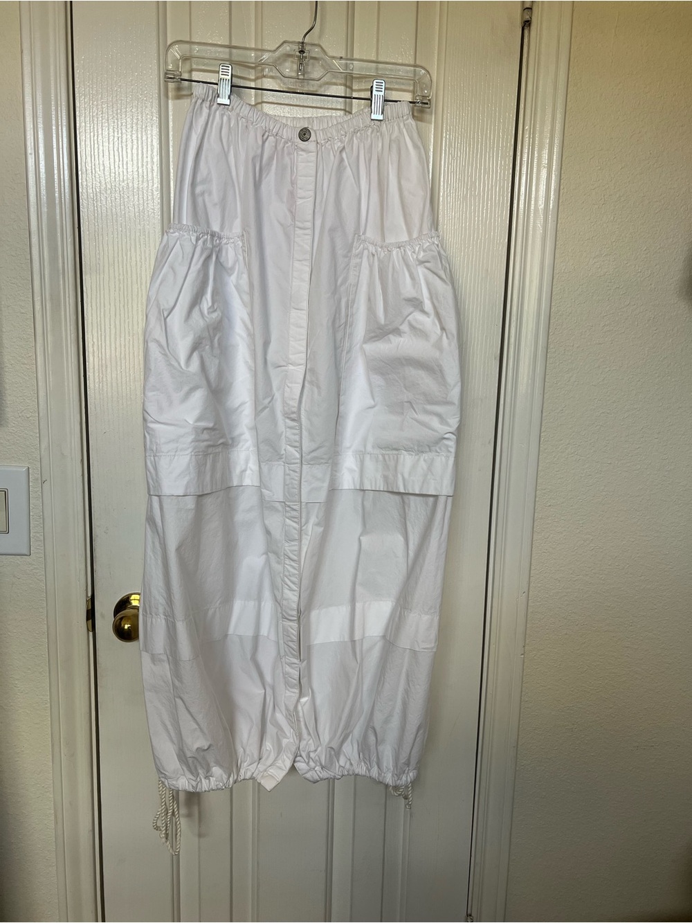 Free People White Crisp Cotton Maxi Skirt with Front Snaps